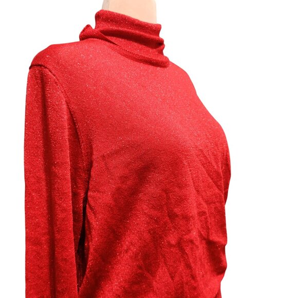 Forever 21 Plus Size 3X Red Metallic Shimmer Turtleneck Sweater Holiday Glam - Picture 10 of 10